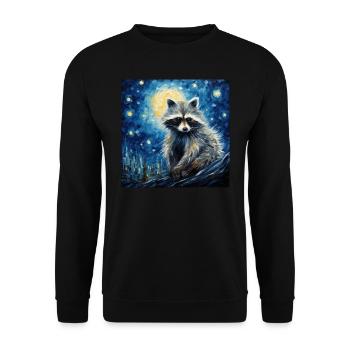 Raccoon, Van Gogh, Starry Night, Animal - Unisex Sweatshirt - black - Front - Alina (178cm) & Michal (187cm)