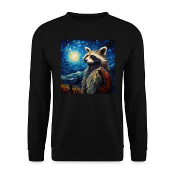 Raccoon, Van Gogh, Starry Night, Animal - Unisex Sweatshirt - black - Front - Alina (178cm) & Michal (187cm)