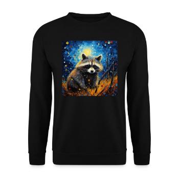 Raccoon, Van Gogh, Starry Night, Animal - Unisex Sweatshirt - black - Front - Alina (178cm) & Michal (187cm)