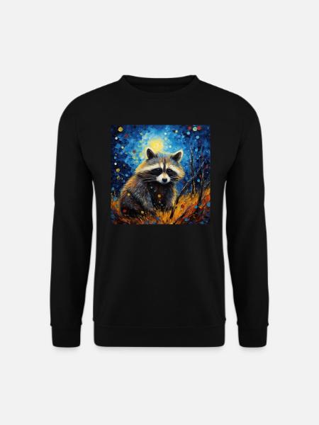 waschbär, van gogh, sternennacht, tier - Unisex Pullover - Schwarz