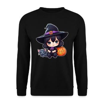 Cute witch with black cat and pumpkin - Unisex Sweatshirt - black - Front - Alina (178cm) & Michal (187cm)