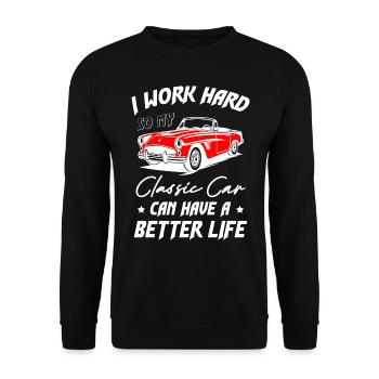 Classic Car Can Have A Better Life - Unisex Pullover - Schwarz - Vorne - Alina (178cm) & Michal (187cm)