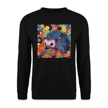igel, bunt, tier, geschenk, geschenkidee - Unisex Pullover - Schwarz - Vorne - Alina (178cm) & Michal (187cm)