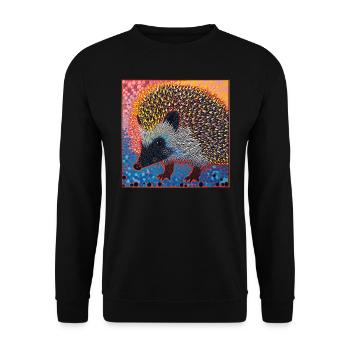 igel, bunt, tier, geschenk, geschenkidee - Unisex Pullover - Schwarz - Vorne - Alina (178cm) & Michal (187cm)