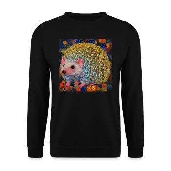 igel, bunt, tier, geschenk, geschenkidee - Unisex Pullover - Schwarz - Vorne - Alina (178cm) & Michal (187cm)