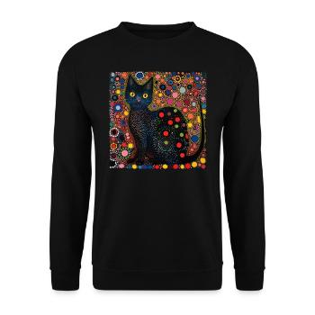 schwarze katze, katzen, bunt, tier, geschenk - Unisex Pullover - Schwarz - Vorne - Alina (178cm) & Michal (187cm)