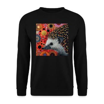 igel, bunt, tier, geschenk, geschenkidee - Unisex Pullover - Schwarz - Vorne - Alina (178cm) & Michal (187cm)