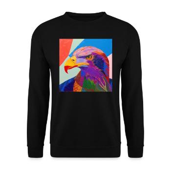 adler, vogel, bunt, tier, geschenk, geschenkidee - Unisex Pullover - Schwarz - Vorne - Alina (178cm) & Michal (187cm)