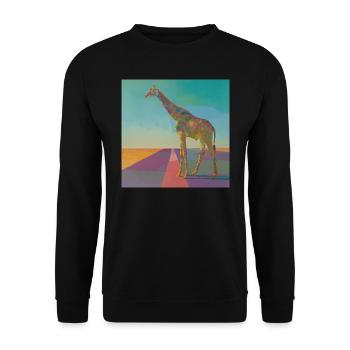 giraffe, bunt, tier, geschenk, geschenkidee - Unisex Pullover - Schwarz - Vorne - Alina (178cm) & Michal (187cm)