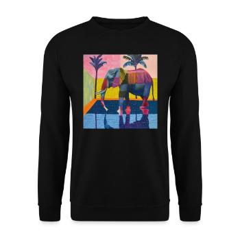 elefant, bunt, tier, geschenk, geschenkidee - Unisex Pullover - Schwarz - Vorne - Alina (178cm) & Michal (187cm)
