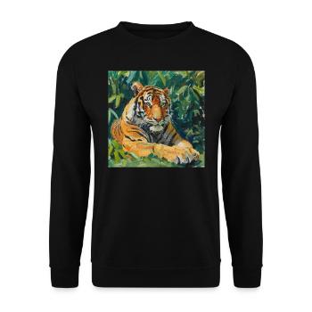tiger, colorful, animal, gift, gift idea - Unisex Sweatshirt - black - Front - Alina (178cm) & Michal (187cm)