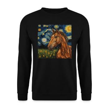 Pferd Van Gogh - Unisex Pullover - Schwarz - Vorne - Alina (178cm) & Michal (187cm)