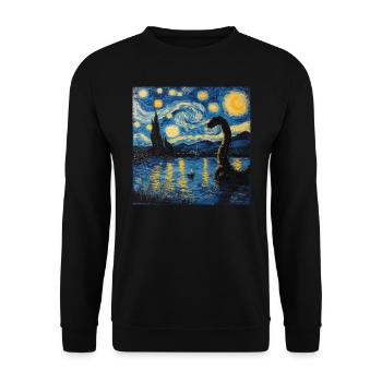 loch ness monster, nessie, van gogh, sternenacht - Unisex Pullover - Schwarz - Vorne - Alina (178cm) & Michal (187cm)