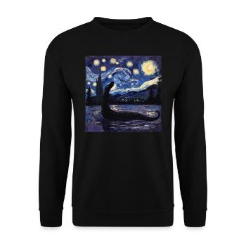 loch ness monster, nessie, van gogh, sternenacht - Unisex Pullover - Schwarz - Vorne - Alina (178cm) & Michal (187cm)