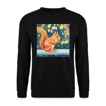 eichhörnchen, bunt, tier, geschenk, geschenkidee - Unisex Pullover - Schwarz - Vorne - Alina (178cm) & Michal (187cm)
