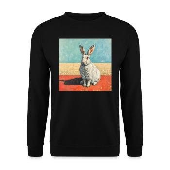 hase, kaninchen, bunt, tier, geschenk - Unisex Pullover - Schwarz - Vorne - Alina (178cm) & Michal (187cm)