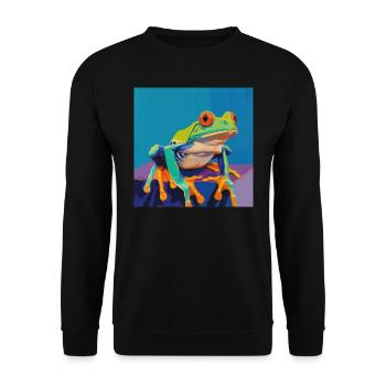 Frog, Colorful, Animal - Unisex Sweatshirt - black - Front - Alina (178cm) & Michal (187cm)