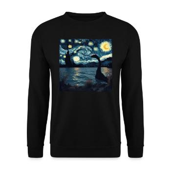 loch ness monster, nessie, van gogh, sternenacht - Unisex Pullover - Schwarz - Vorne - Alina (178cm) & Michal (187cm)