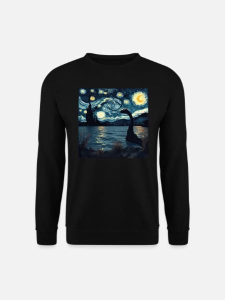 Loch Ness Monster, Nessie, Van Gogh, Starry Night - Unisex Sweatshirt - black