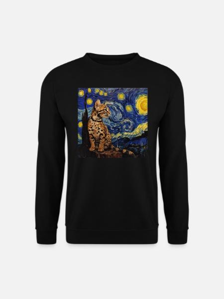 Ozelot, luchs, van gogh, sternennacht - Unisex Pullover - Schwarz