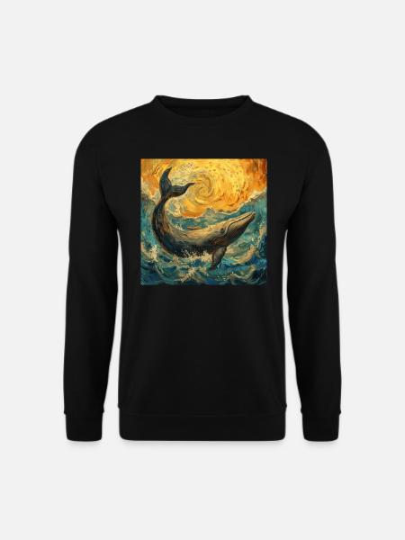 Whale Fish Van Gogh - Unisex Sweatshirt - black