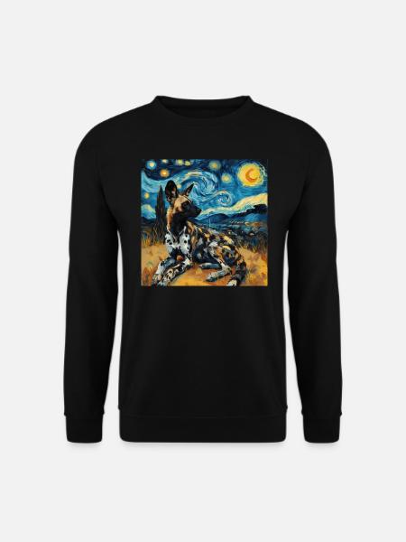 hyäne, van gogh, sternennacht - Unisex Pullover - Schwarz