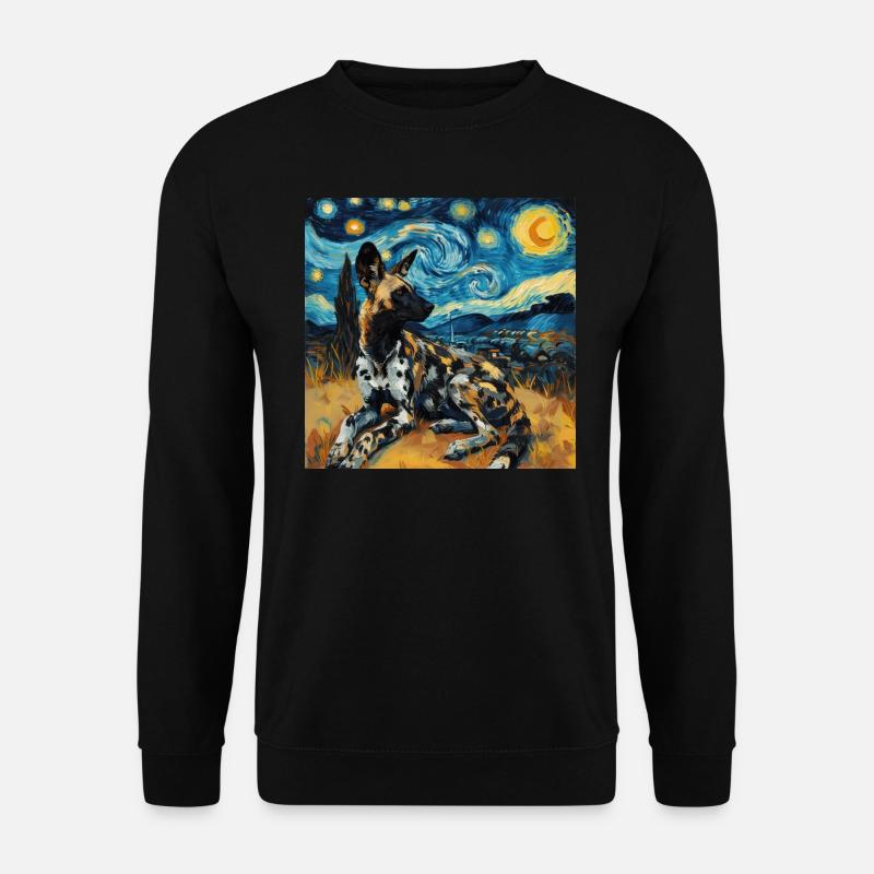 hyäne, van gogh, sternennacht - Unisex Pullover - Schwarz