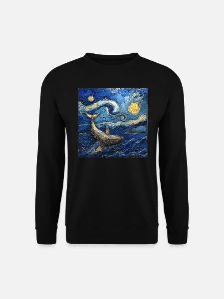 Whale Fish Van Gogh - Unisex Sweatshirt - black
