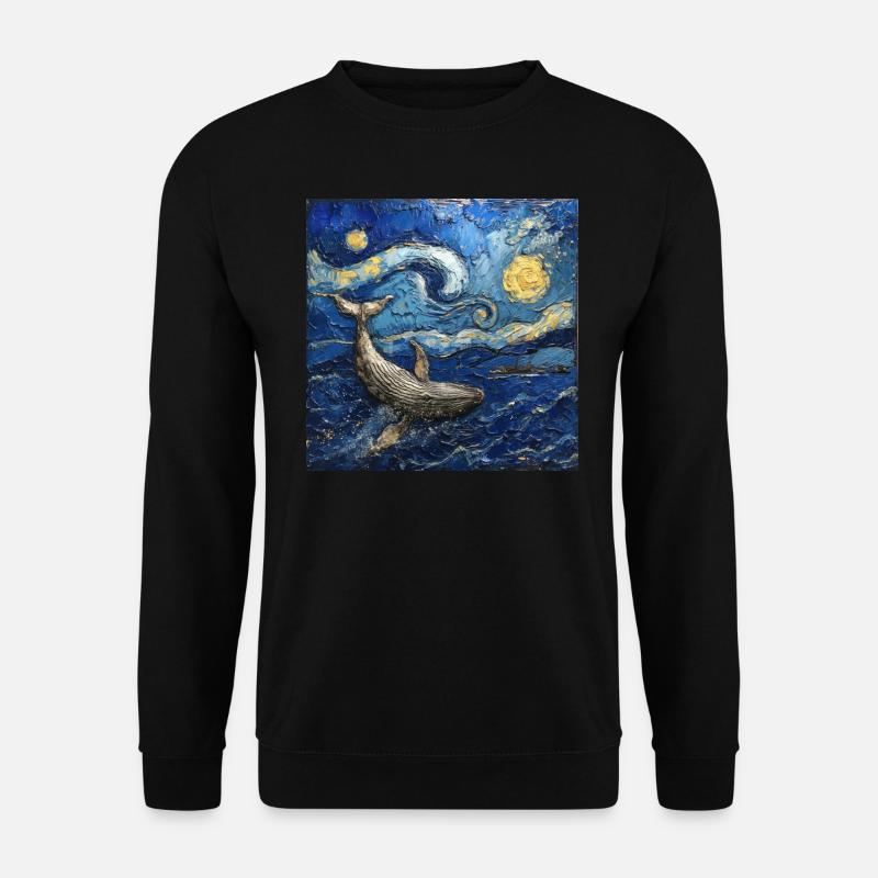 Whale Fish Van Gogh - Unisex Sweatshirt - black