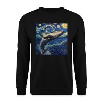 Whale Fish Van Gogh - Unisex Sweatshirt - black - Front - Alina (178cm) & Michal (187cm)