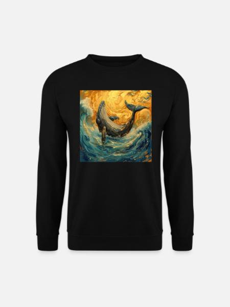Whale Fish Van Gogh - Unisex Sweatshirt - black