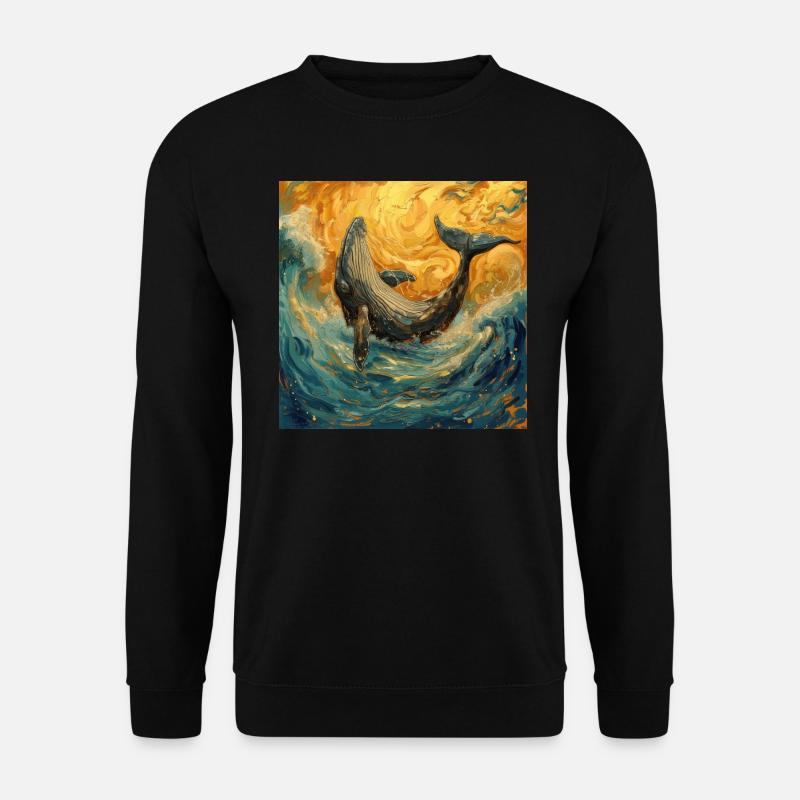 Poisson-baleine Van Gogh - Sweat-shirt Unisexe - noir