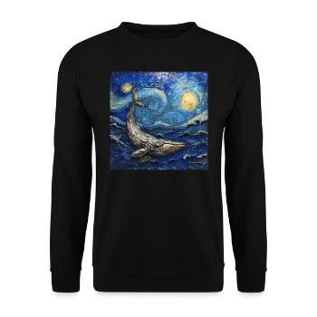 Whales, Fish, Ocean, Van Gogh, Starry Night - Unisex Sweatshirt - black - Front - Alina (178cm) & Michal (187cm)