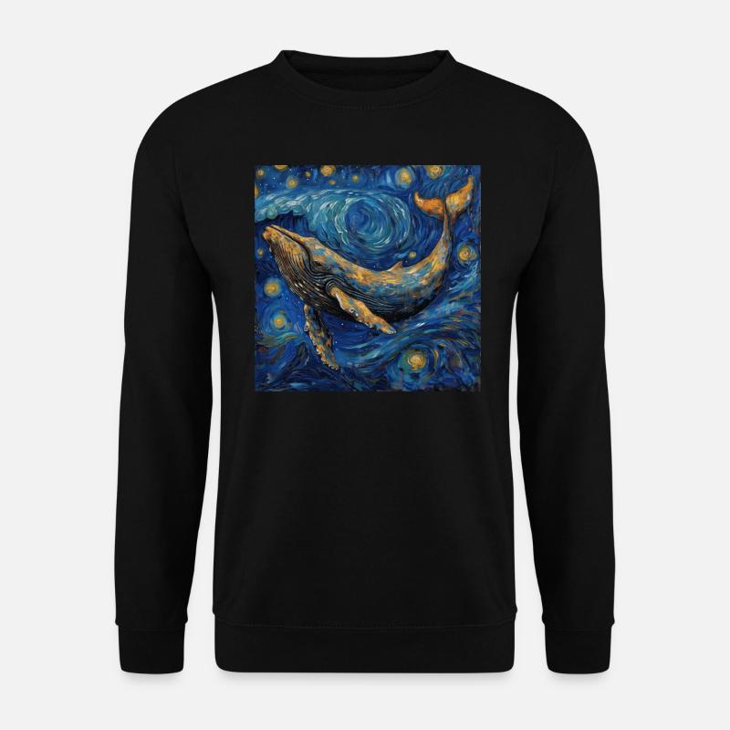 Whale Fish Van Gogh - Unisex Sweatshirt - black
