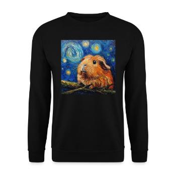 Guinea Pig, Animal, Van Gogh, Starry Night - Unisex Sweatshirt - black - Front - Alina (178cm) & Michal (187cm)