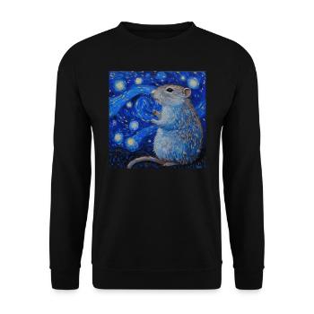 agouti, maus, ratte, van gogh, sternennacht - Unisex Pullover - Schwarz - Vorne - Alina (178cm) & Michal (187cm)