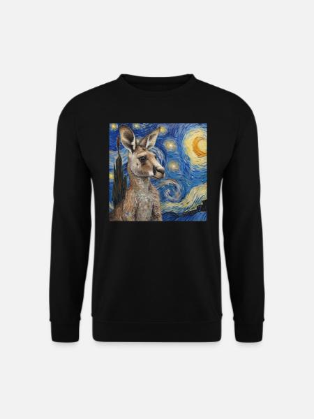 Känguru, van gogh, sternennacht - Unisex Pullover - Schwarz