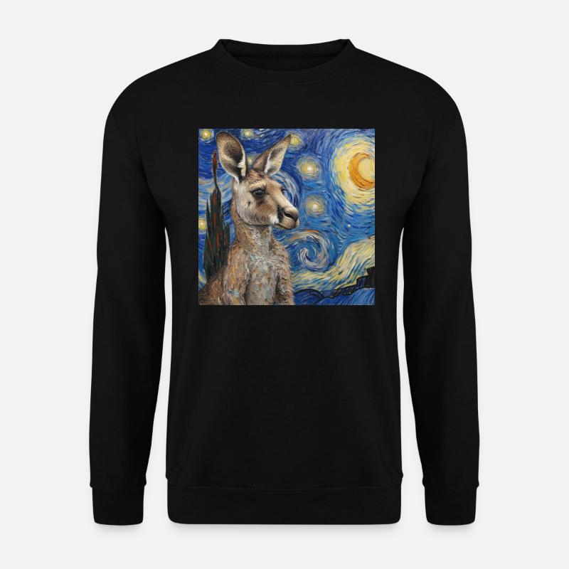Känguru, van gogh, sternennacht - Unisex Pullover - Schwarz