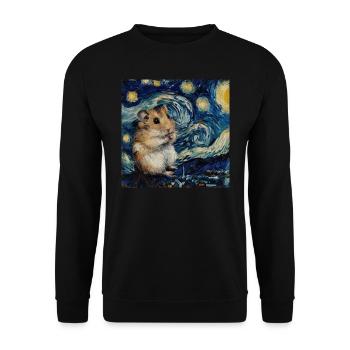 Hamster, Animal, Van Gogh, Starry Night - Unisex Sweatshirt - black - Front - Alina (178cm) & Michal (187cm)