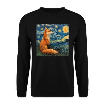 Renard, Renards, Van Gogh, Nuit étoilée - Sweat-shirt Unisexe - noir - Devant - Alina (178cm) & Michal (187cm)