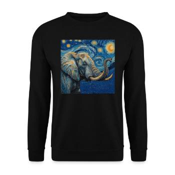 elefant, van gogh, sternennacht - Unisex Pullover - Schwarz - Vorne - Alina (178cm) & Michal (187cm)