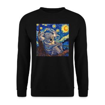 koala, tier, van gogh, sternenacht - Unisex Pullover - Schwarz - Vorne - Alina (178cm) & Michal (187cm)