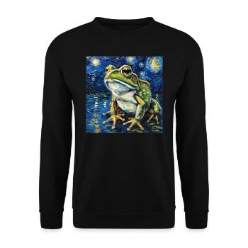 Frog, Animal, Van Gogh, Starry Night - Unisex Sweatshirt - black - Front - Alina (178cm) & Michal (187cm)