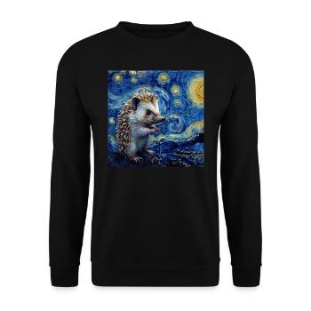 Hedgehog, Animal, Van Gogh, Starry Night - Unisex Sweatshirt - black - Front - Alina (178cm) & Michal (187cm)