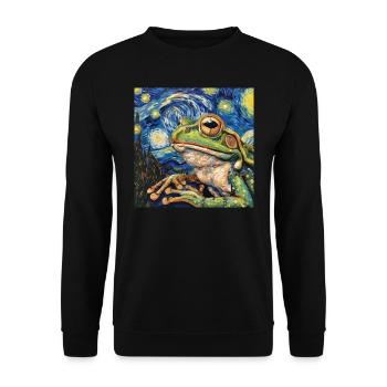 frosch, tier, van gogh, sternenacht - Unisex Pullover - Schwarz - Vorne - Alina (178cm) & Michal (187cm)