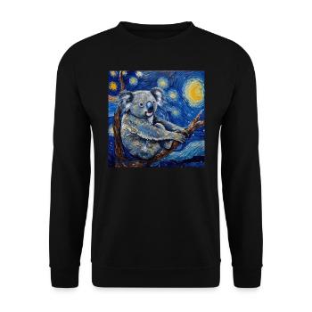 koala, tier, van gogh, sternenacht - Unisex Pullover - Schwarz - Vorne - Alina (178cm) & Michal (187cm)
