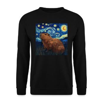 Capybara, Animal, Van Gogh, Starry Night - Unisex Sweatshirt - black - Front - Alina (178cm) & Michal (187cm)