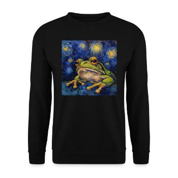 Frog, Animal, Van Gogh, Starry Night - Unisex Sweatshirt - black - Front - Alina (178cm) & Michal (187cm)