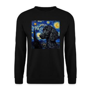 Caniche, Chien, Van Gogh, Nuit Étoilée - Sweat-shirt Unisexe - noir - Devant - Alina (178cm) & Michal (187cm)