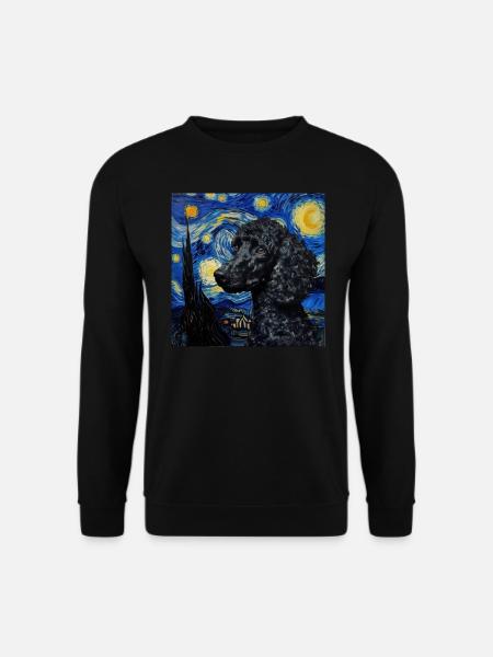 pudel, hund, Van Gogh, Sternennacht - Unisex Pullover - Schwarz
